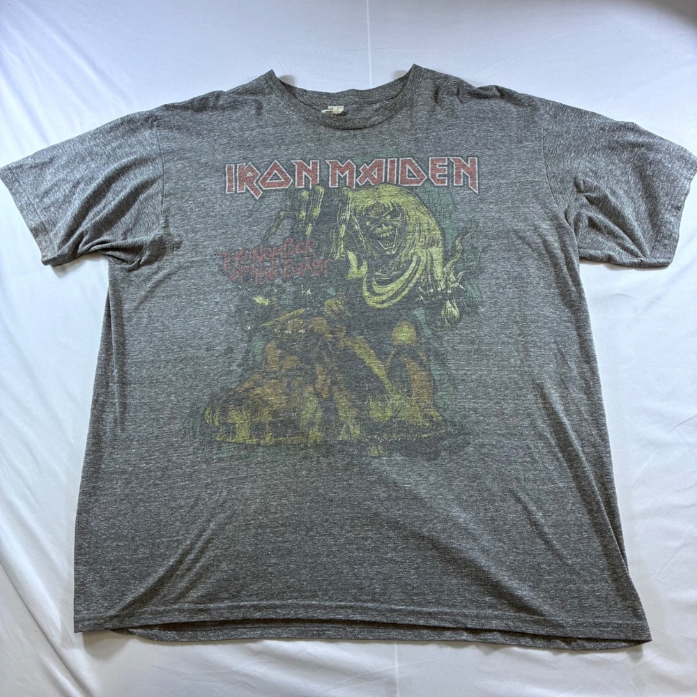 Vintage Iron Maiden The Number of the Beast Graphic Tee Grey 2XL